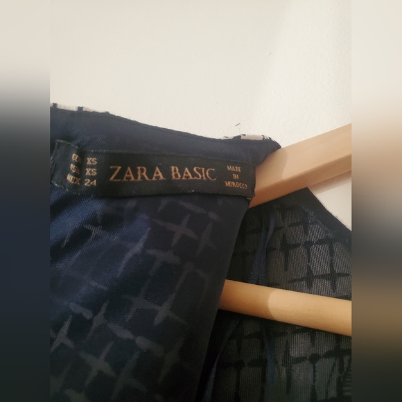 Zara Bodycon Navy White Printed Dress Size XS - Picture 6 of 10